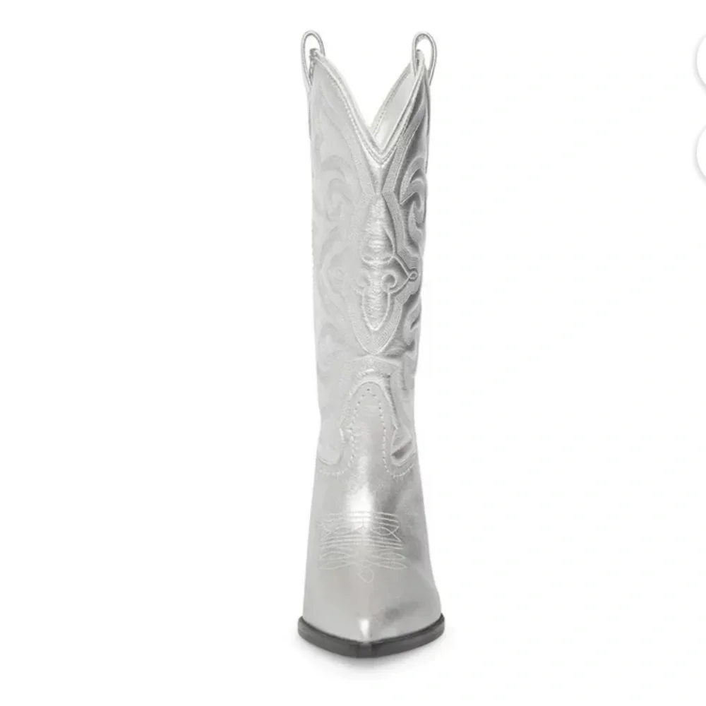 Steve Madden Silver Cowboy Boots - Picture 5 of 12